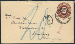 Schottland Ganzsache King Georg 1 1/2p Carnwath Hamburg Nachtaxiert Blau 20 1933 - Cartas & Documentos