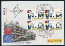 Motiv Philatelie Bund Brief Viererblock 2394 Ausstellung Paris Frankreich - Storia Postale