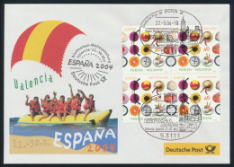 Motiv Philatelie Bund Brief Viererblock 2397 Ausstellung Valencia Espana Spanien - Lettres & Documents