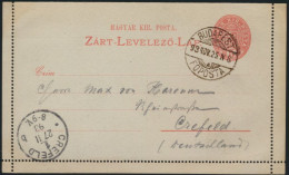 Ungarn Ganzsache Kartenbrief K4II Postal Stationery Budapest Foposta N. Krefeld - Briefe U. Dokumente