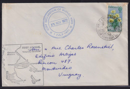 Falklandinseln Malvinen Flugpost Brief EF 10p Via Buenos Aires Uruguay - Falklandinseln