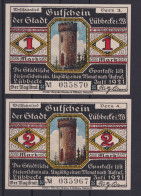 Banknoten Geldscheine Notgeld Lübbecke Westfalen 2 Scheine 1-2 Mark - Other & Unclassified