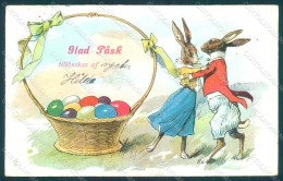 Greetings Easter Anthropomorphic Dressed Hare Dance Egg S. 221 Postcard HR0355 - Sonstige & Ohne Zuordnung