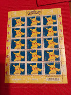 Feuille Timbre Neuf Pikachu Pokemon Neuve - Feuilles Complètes