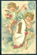 Greetings Angel New Year Serie 963 Relief ABRADED Postcard HR0475 - Autres & Non Classés