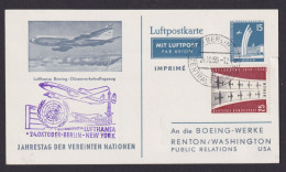 Flugpost Air Mail Berlin Privatganzsache PP 19 Lufthansa Boeing UNO Vereinte - Cartoline Private - Usati