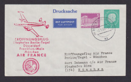 Flugpost Brief Air France Berlin Privatganzsache 2 WST Heuss + Bauten Auf - Flugzeuge