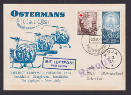 Helikopter Flugpost Brief Air Mail Ostermanns Stockholm Skärgarden Zuleitung - Flugzeuge