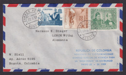 Flugpost Air Mail Brief Bogota Kolumbien Inter Posta Hamburg 22.4.1959 - Aviones