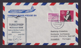 Flugpost Brief Air Mail Turboprop Vickers Viscount 814 Hamburg Lissabon Portugal - Aviones