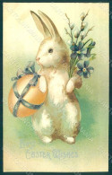 Greetings Easter Rabbit Egg Violets Serie 994 Relief Postcard HR0081 - Sonstige & Ohne Zuordnung