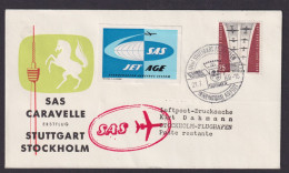 Flugpost Brief Air Mail SAS Caravelle Erstflug Stuttgart Stockholm Schweden Mit - Aviones