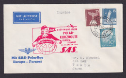 Flugpost Brief Berlin Privatganzsache Stadtbilder + ZuF Bund Heuss SAS Polar - Covers & Documents