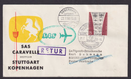 Flugpost Brief Air Mail SAS Caravelle Erstflug Stuttgart Kopenhagen Dänemark Mit - Aviones