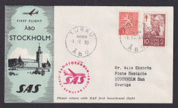 Flugpost Brief Air Mail SAS Erstflug Abo Finnland Turku Nach Stockholm 1.4.1959 - Aland