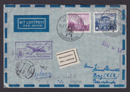 Flugpost Brief Air Mail Leipzig Mockau Messeflughafen N Prag Tschechoslowakei - Aviones