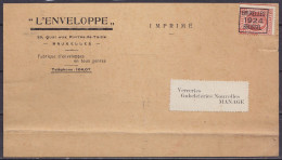 Imprimé Publicitaire "L'Enveloppe" Affr. PREO 3c Rouge-brun Houyoux Surch. [BRUXELLES /1924/ BRUSSEL] Pour MANAGE - Typografisch 1922-31 (Houyoux)