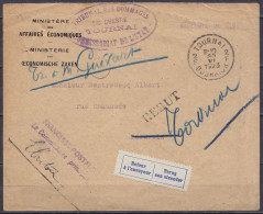 Env. "Tribunal Des Dommages De Guerre / Commissariat De L'Etat" En Franchise Càd TOURNAI 2F /30 VI 1923 Pour PERUWELZ, R - Covers & Documents