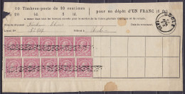 Bordereau De Dépôt Affr. 10x N°46 Annulation Roulette - Càd UCCLE /26 AVRIL 1885 - 1884-1891 Leopoldo II