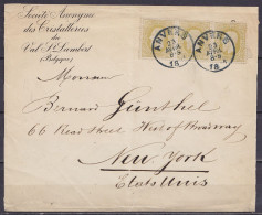 Env. "Société Des Cristalleries Du Val St-Lambert" Affr. Bande De 3 N°32 Càd ANVERS /23 AVRIL 1881 Pour NEW YORK USA (au - 1869-1883 Leopold II.