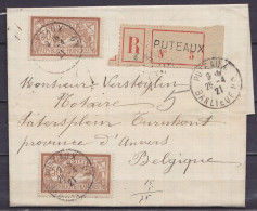 L. Recommandée Affr. 2x N°120 Càd "PUTEAUX /26-4-1921/ BANLIEUE" Pour TURNHOUT Belgique - 1900-27 Merson