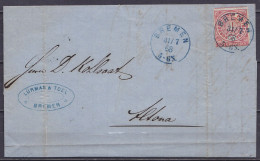 Allemagne - Etats Du Nord - L. Affr. 1Gr Càd BREMEN /31/7 1868 Pour ALTONA (au Dos: Cachet Date Arrivée) - Altri & Non Classificati