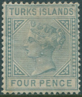 Turks Islands 1881 SG50 4d Blue QV MNG - Turcas Y Caicos