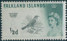 Falkland Islands 1960 SG193 ½d Green Thrush QEII Wmk Upright MH - Falkland