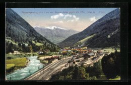 Cartolina Franzensfeste, Ortsansicht An Der Brennerbahn Gegen Die Plose, Bahnhof  - Autres & Non Classés