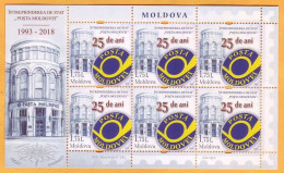 2018 Moldova Moldavie Moldau Sheet  25 Years. Anniversary "Posta Moldovei" Mint - Poste