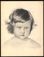 Handzeichnung Graphit Siebdruck, Niedliches Kleines Kind Mit Strubbelige Haare, 24 X 31cm  - Drawings