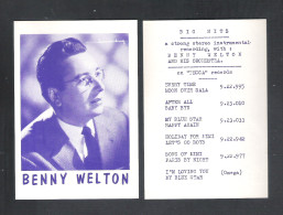 BENNY WELTON - DECCA RECORDS  - FOTOKAART (10.400) - Chanteurs & Musiciens