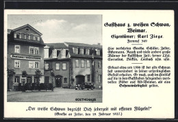 AK Weimar / Thür., Gasthaus Zum Weissen Schwan Von Karl Ziege  - Weimar