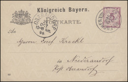 Bayern P 34/02 Ziffer 5 Pf Lila DV 89 - MÜNCHEN 29.10.90 Nach Niederaudorf - Postal  Stationery