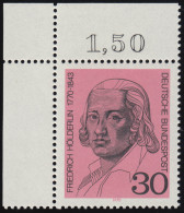 618 Friedrich Hölderlin 30 Pf ** Ecke O.l. - Unused Stamps