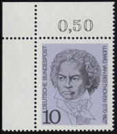 616 Beethoven 10 Pf ** Ecke O.l. - Unused Stamps