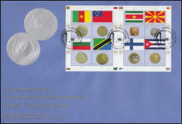 UNO Wien 738-745 Flaggen Und Münzen: Kleinbogen Auf Schmuck-FDC WIEN 2012 - Monnaies