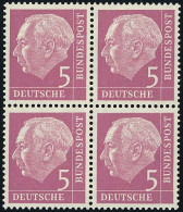 179y Heuss Lumogen 5 Pf Viererblock ** Postfrisch - Ungebraucht