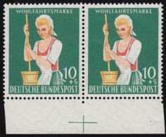 298 Landwirtschaft 10+5 Pf ** Passerkreuz, Paar Unten 1 Zähnungsloch - Unused Stamps