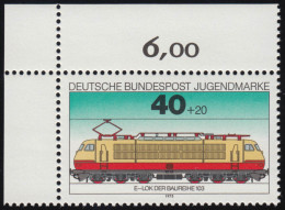 837 Jugend Lokomotiven 40+20 Pf ** Ecke O.l. - Unused Stamps