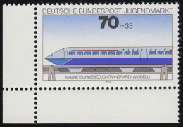 839 Jugend Lokomotiven 70+35 Pf ** Ecke U.l. - Unused Stamps