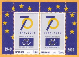 2019 Moldova Moldavie  70 Consil Of Europe 2v Mint - Europese Gedachte