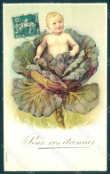 Greetings Birth Child Boy Baby Cabbage Serie 604 Relief Postcard HR0707 - Autres & Non Classés