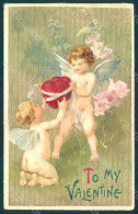 Greetings Valentine Fairy Cupid Relief WRINKLES Postcard HR0755 - Autres & Non Classés