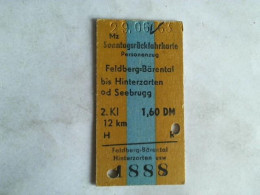 Sonntagsrückfahrkarte Personenzug Feldberg-Bärental Bis Hinterzarten Od Seebrugg. 2. Klasse Von (Eisenbahn-Fahrkarte) - Non Classés