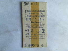Tagesrückfahrkarte Personenzug Freiburg (Brsg) Hbf 3 - Müllheim (Baden) Von (Eisenbahn-Fahrkarte) - Unclassified