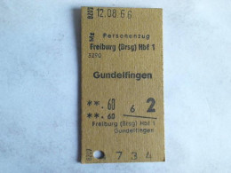 Fahrkarte Personenzug Freiburg (Brsg) Hbf 1 - Gundelfingen Von (Eisenbahn-Fahrkarte) - Zonder Classificatie