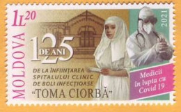 2021 Moldova Moldavie  Covid-19, Medicine, Infection, Ambulance, 125, Physician Hospital "T.Ciorba" 1v Mint - Medicina