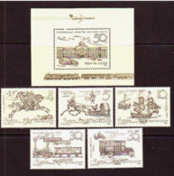 USSR 1987.  History Of Russian Postal Service. MNH. Mi. Nr. 5742-46 + Bl.193. - Unused Stamps