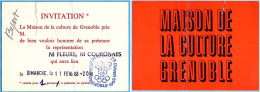 Jeux Olympiques D'Hiver GRENOBLE 1968 Invitation De La MAISON DE LA CULTURE Pour La Représentation De "Ni Fleurs, Ni * - Sonstige & Ohne Zuordnung